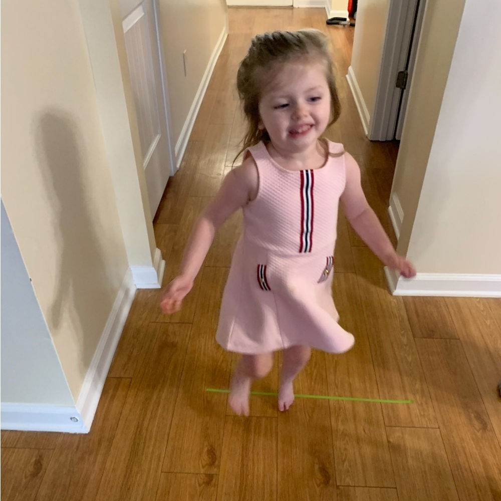 Janie and Jack Pink Quilted Dress with Striped Accents